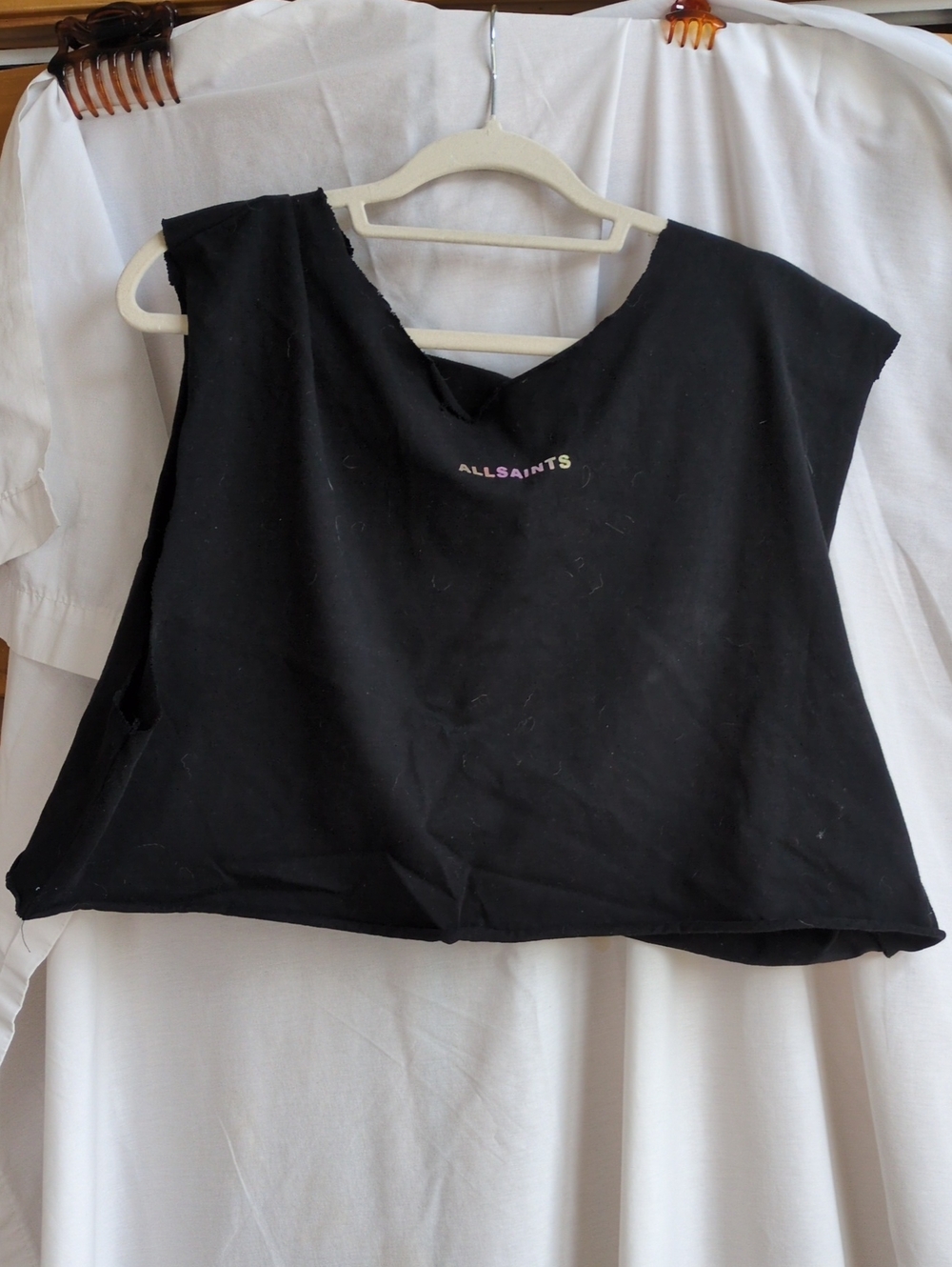 AllSaints Black Cropped Boxy Muscle Tank